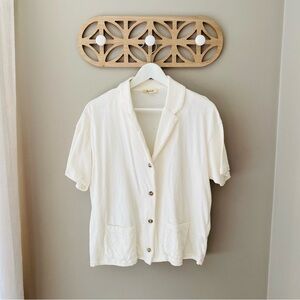 Madewell Plus Knit Lightspun Camp Shirt White Sz Small